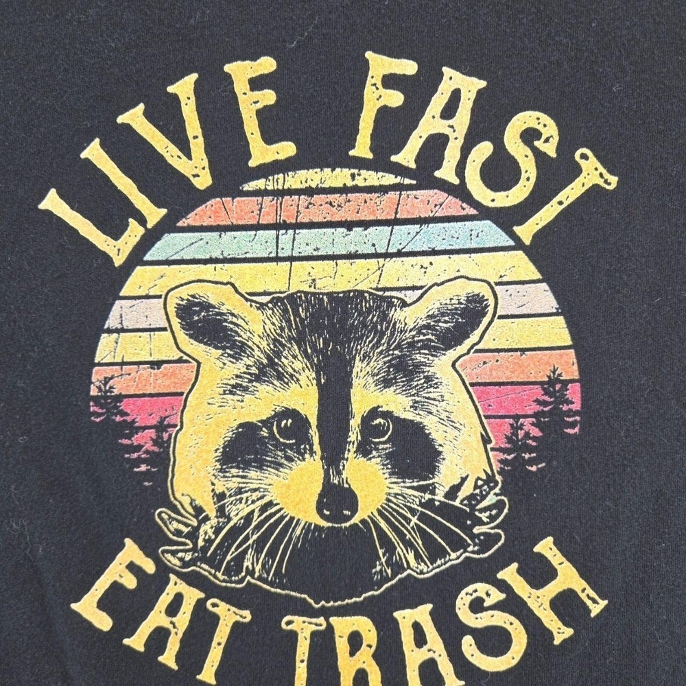 Live Fast Eat Trash Funny Graphic Retro Raccoon Garbage Grunge StreetWear TShirt
